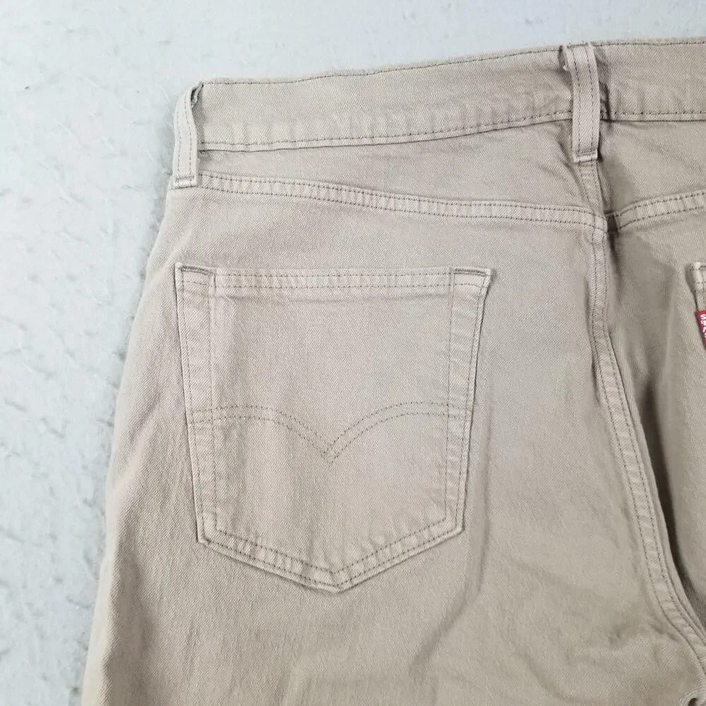Levis 505 Jeans Mens 32x34 Beige Straight Leg Denim‎ Casual Pants Classic Fit